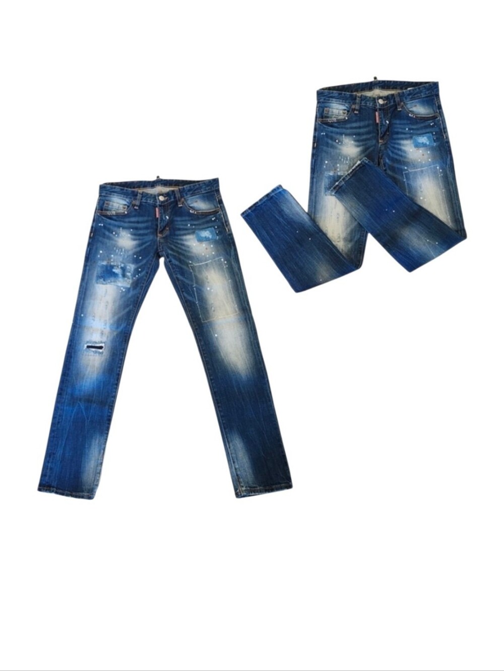 DSquared2 Paint Splattered Distressed Faded Mid Rise Skinny Women's Jeans 29